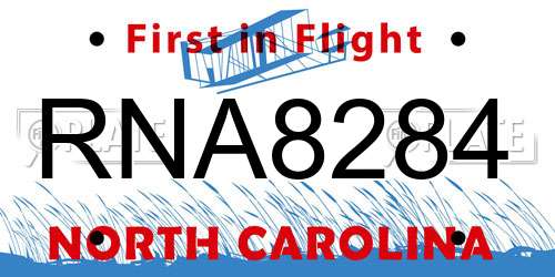 RNA8284 North Carolina License Plate