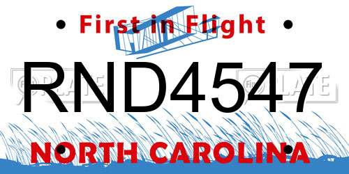 RND4547 North Carolina License Plate