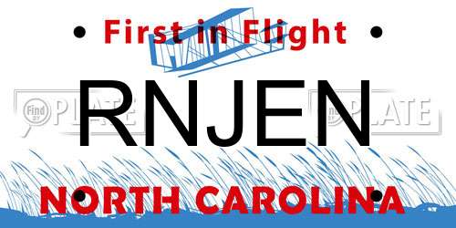 RNJEN North Carolina License Plate