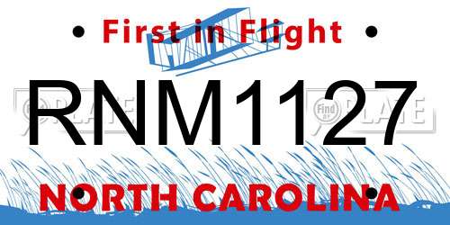 RNM1127 North Carolina License Plate