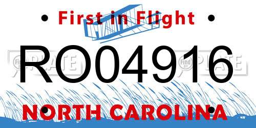 RO04916 North Carolina License Plate