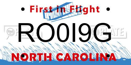 RO0I9G North Carolina License Plate