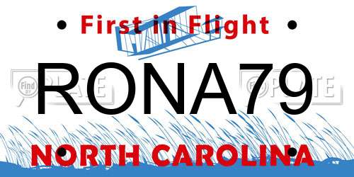 RONA79 North Carolina License Plate