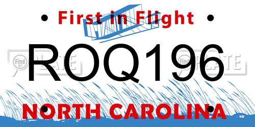 ROQ196 North Carolina License Plate