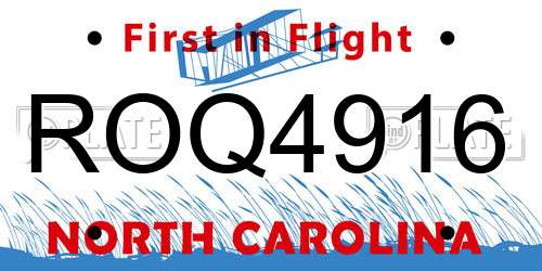 ROQ4916 North Carolina License Plate