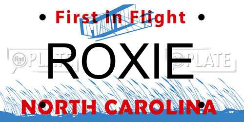 ROXIE North Carolina License Plate