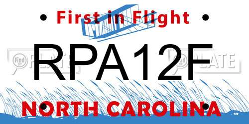 RPA12F North Carolina License Plate