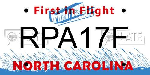 RPA17F North Carolina License Plate
