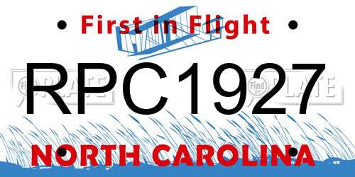 RPC1927 North Carolina License Plate