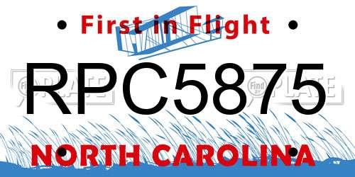 RPC5875 North Carolina License Plate