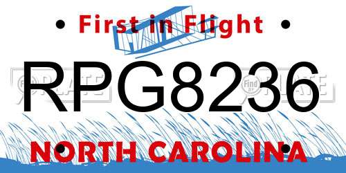 RPG8236 North Carolina License Plate