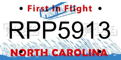 RPP5913 North Carolina License Plate