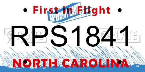 RPS1841 North Carolina License Plate