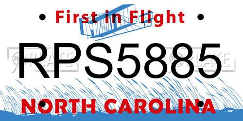 RPS5885 North Carolina License Plate