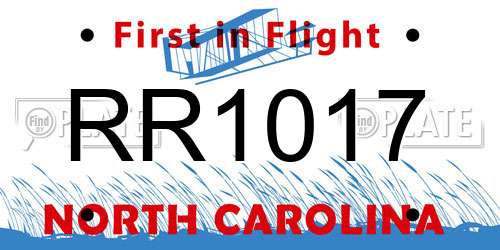 RR1017 North Carolina License Plate