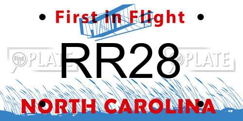 RR28 North Carolina License Plate