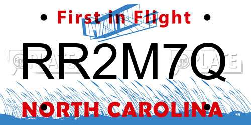 RR2M7Q North Carolina License Plate