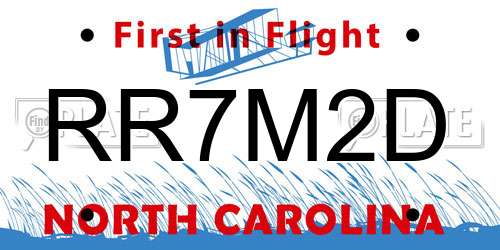 RR7M2D North Carolina License Plate