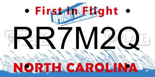 RR7M2Q North Carolina License Plate