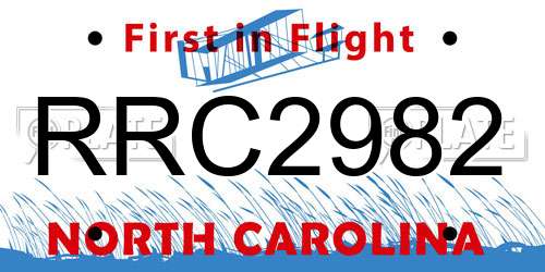RRC2982 North Carolina License Plate