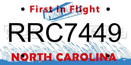 RRC7449 North Carolina License Plate