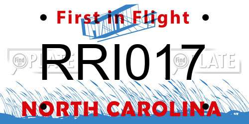 RRI017 North Carolina License Plate