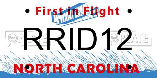 RRID12 North Carolina License Plate