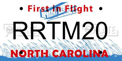 RRTM20 North Carolina License Plate