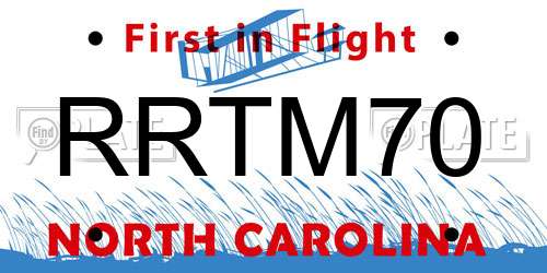 RRTM70 North Carolina License Plate