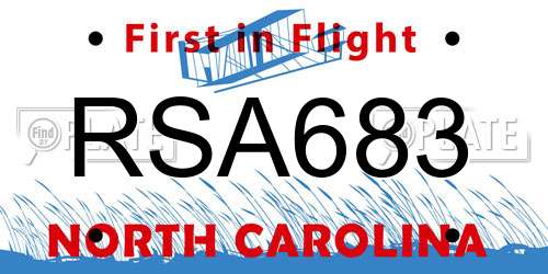 RSA683 North Carolina License Plate