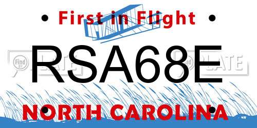 RSA68E North Carolina License Plate