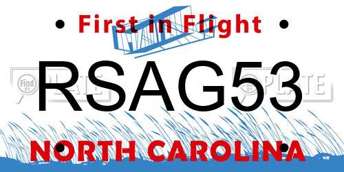 RSAG53 North Carolina License Plate