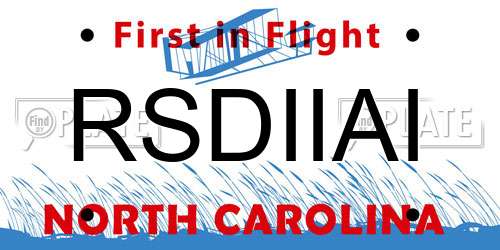 RSDIIAI North Carolina License Plate