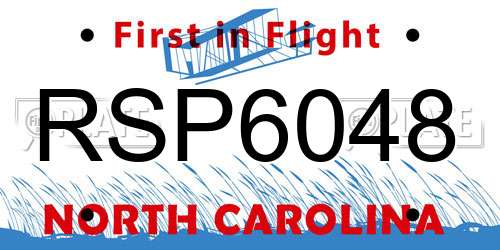 RSP6048 North Carolina License Plate