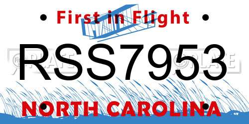 RSS7953 North Carolina License Plate