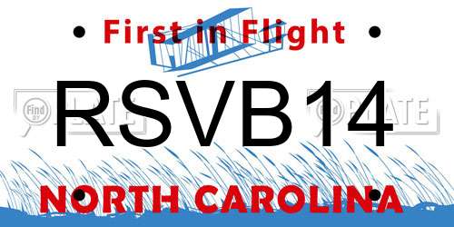 RSVB14 North Carolina License Plate