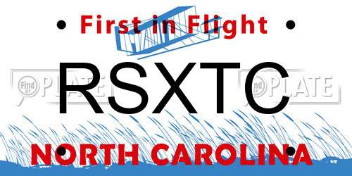 RSXTC North Carolina License Plate