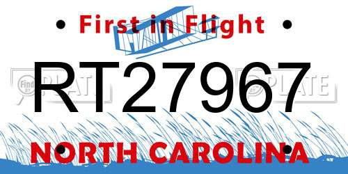 RT27967 North Carolina License Plate