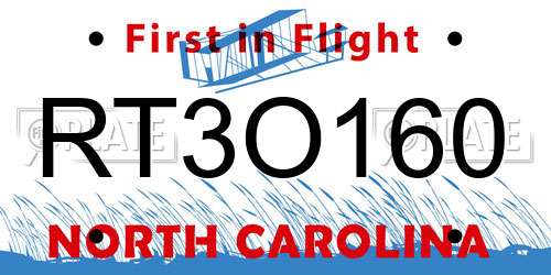 RT3O160 North Carolina License Plate