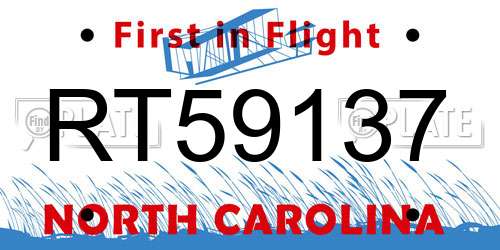 RT59137 North Carolina License Plate