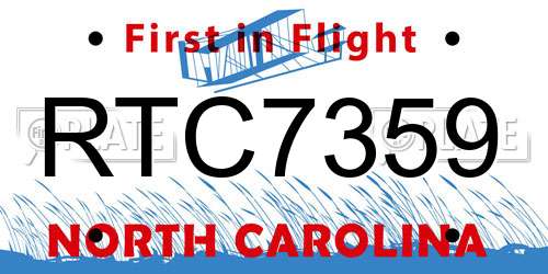 RTC7359 North Carolina License Plate