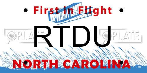 RTDU North Carolina License Plate