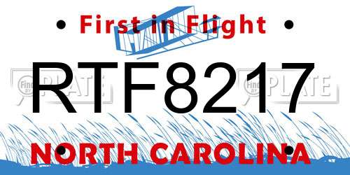 RTF8217 North Carolina License Plate