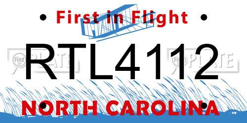 RTL4112 North Carolina License Plate