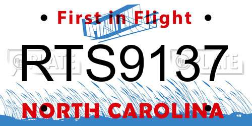 RTS9137 North Carolina License Plate
