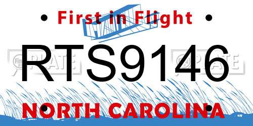 RTS9146 North Carolina License Plate