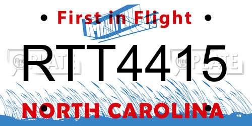 RTT4415 North Carolina License Plate