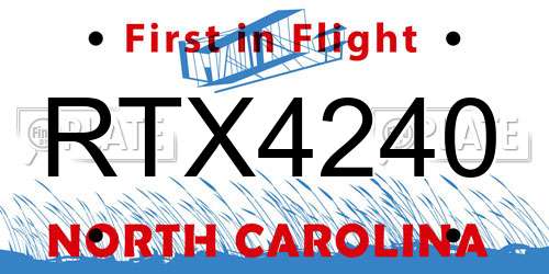 RTX4240 North Carolina License Plate