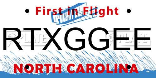 RTXGGEE North Carolina License Plate