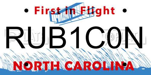 RUB1C0N North Carolina License Plate